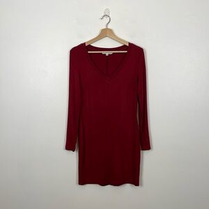 Trina Turk Maroon Red 3/4 Sleeve Knit Jersey Dress Womens S Pullover Lined